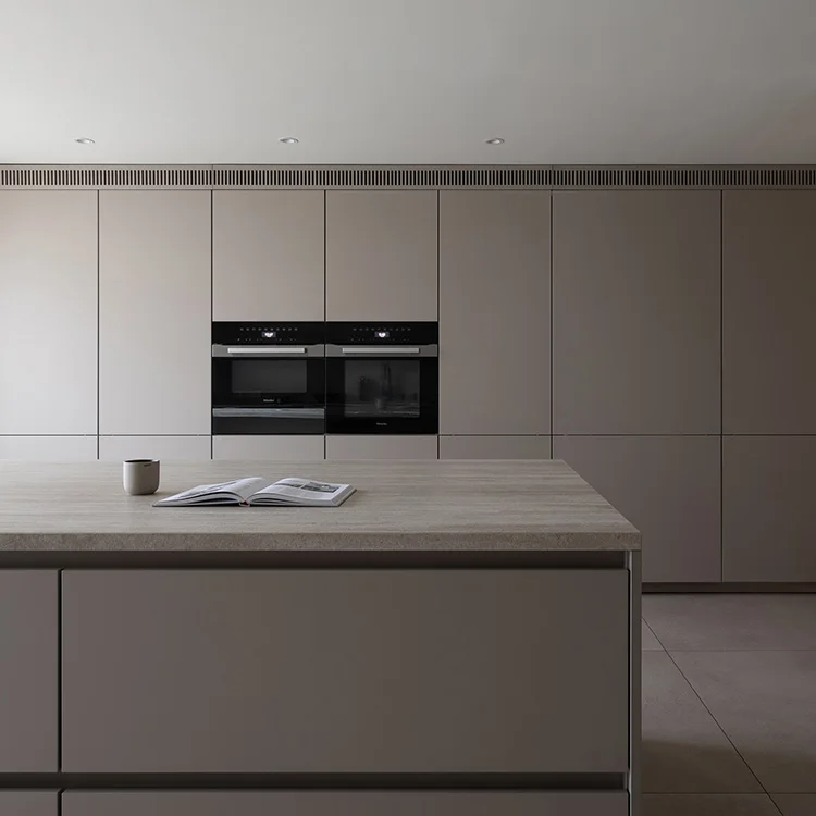 Custom Designed Modern Kitchen Cabinets with Aluminium Handle Stainless Steel Features Plywood Construction - Image 3