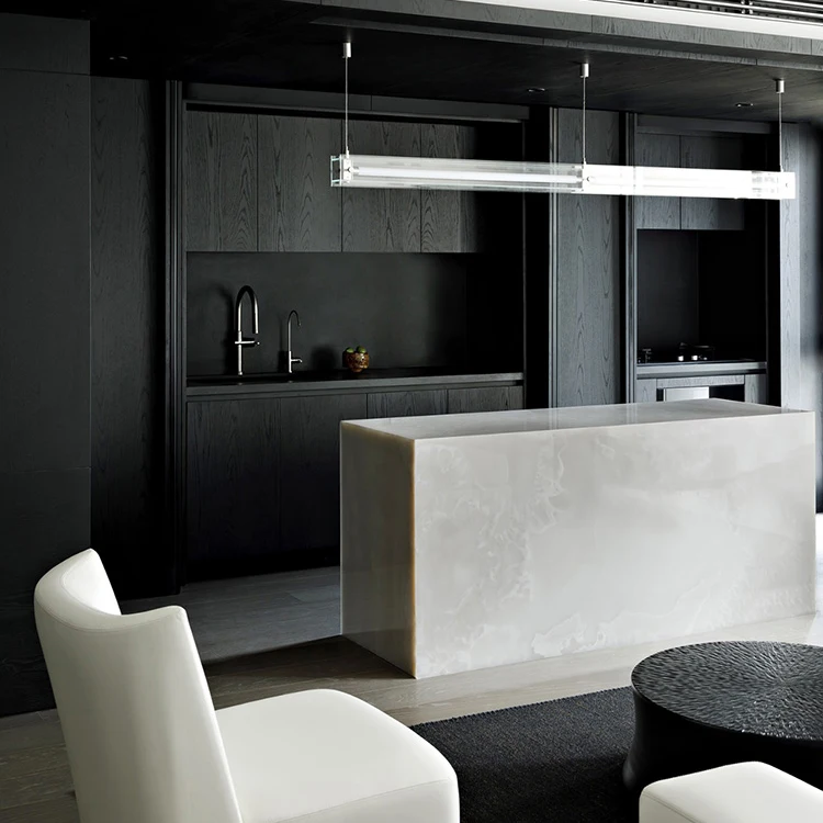 Modern Minimalist Brown Acrylic Kitchen Wall Cabinet Complete Set Shaker Style Islands Wood Grain Texture for Apartment Villa