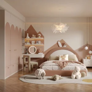 Custom-Made Modern Bedroom Furniture Lovely Colourful Children's Pine Wood Wardrobe Clean House for Apartment Use Home Furniture