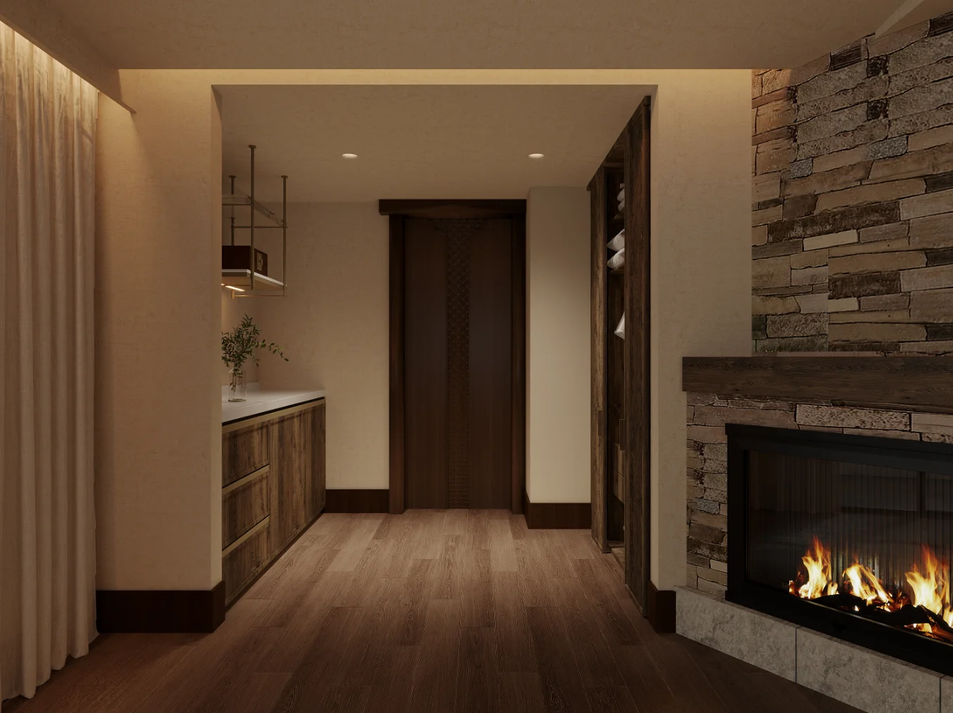 Wabi-Sabi-Style Homestay and Hotel Design Featuring Log Wood Minimalism and Warm Color Tones Custom Furniture - Image 11