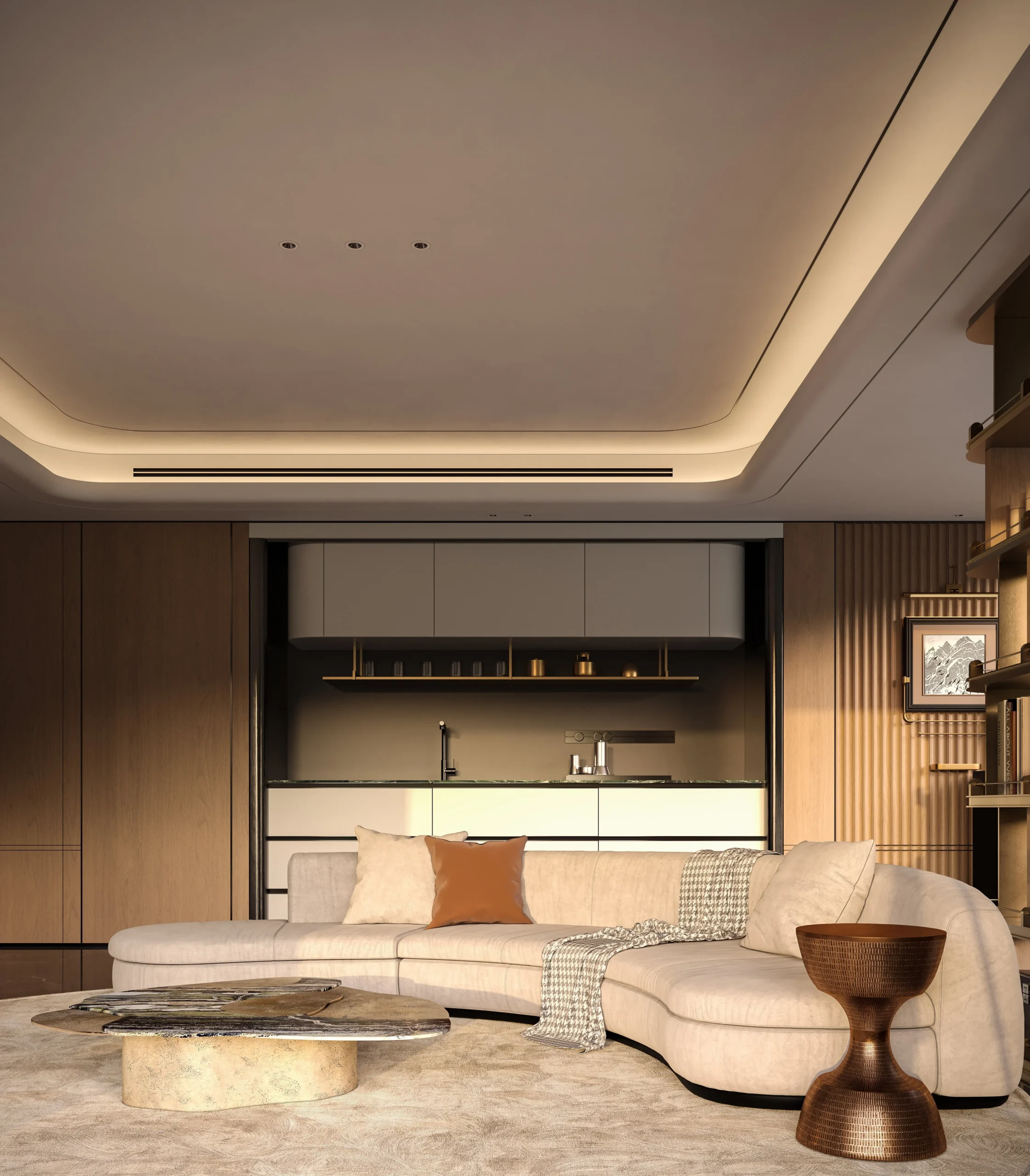 Kitchen Cabinet Design Interior Design of High-Volume Villas Sofa Wine Cabinet Living Room Apartment Villa Design