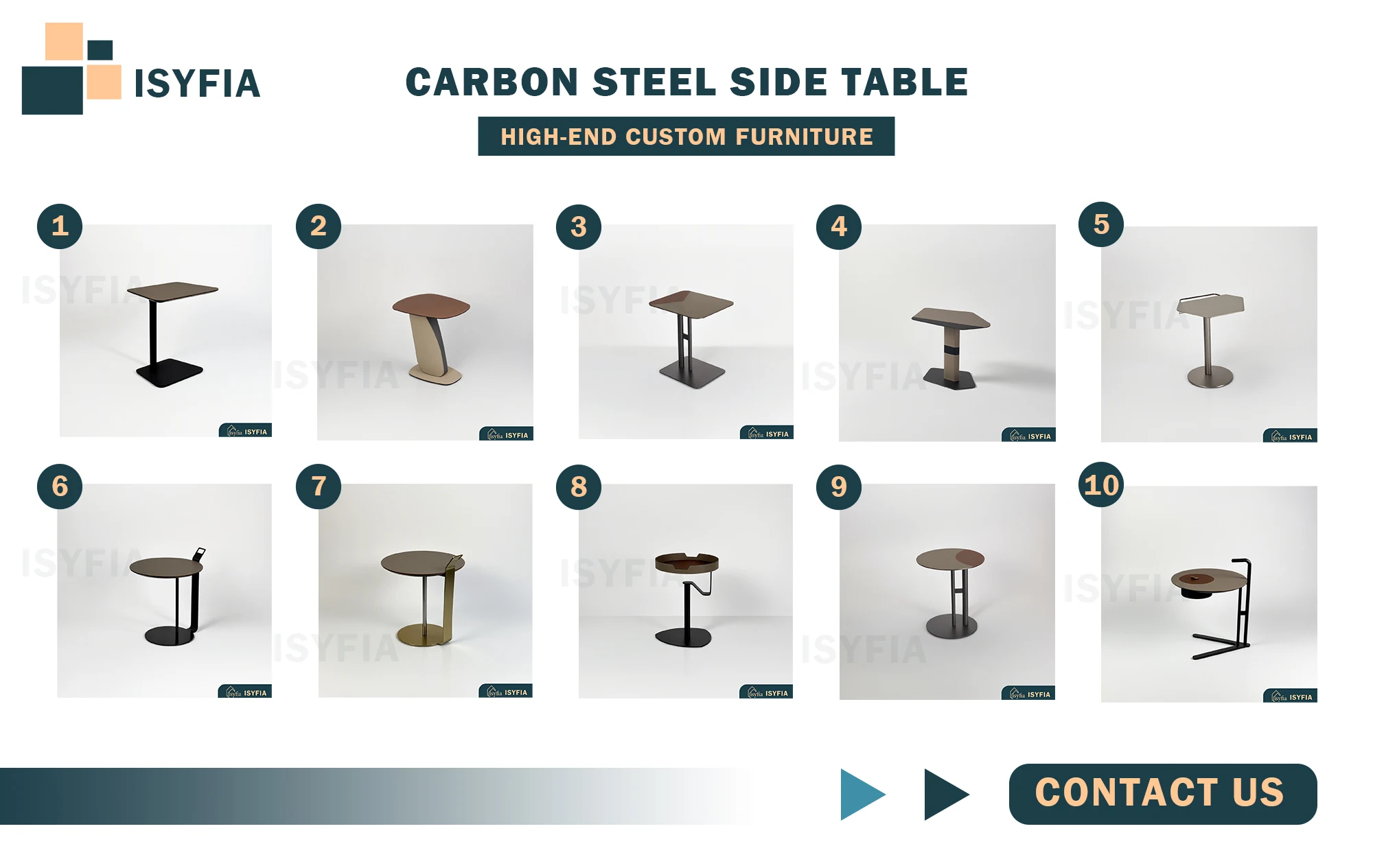 Outdoor and Indoor Metal Carbon Steel Side Coffee Table Round Panel Leather Metal Leg for Home Furniture - Image 11