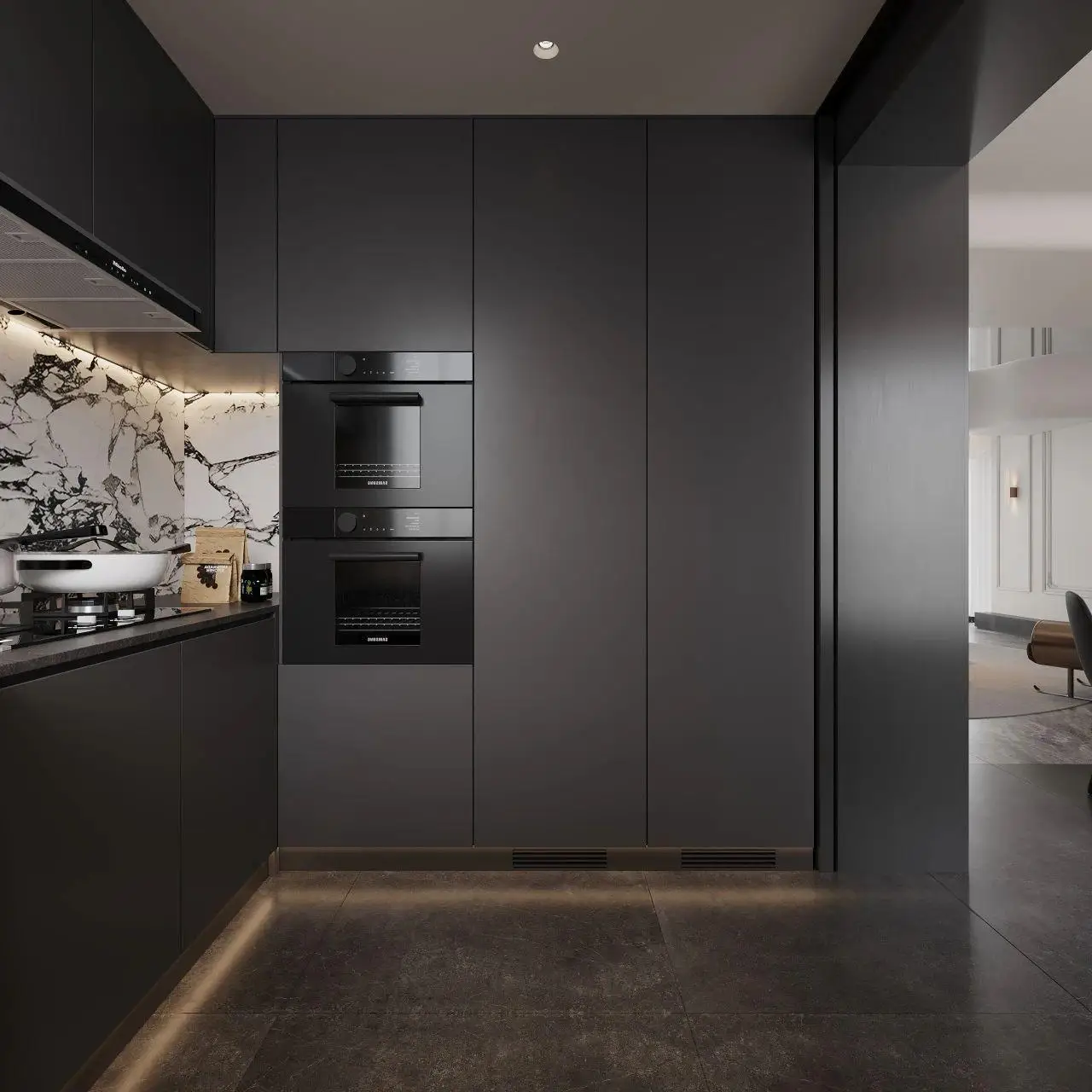 Kitchen Cabinets Dark Minimalist Style and Modern Style Customized Cabinetry One-Stop Turnkey Service Laundry Room Dining Room - Image 4