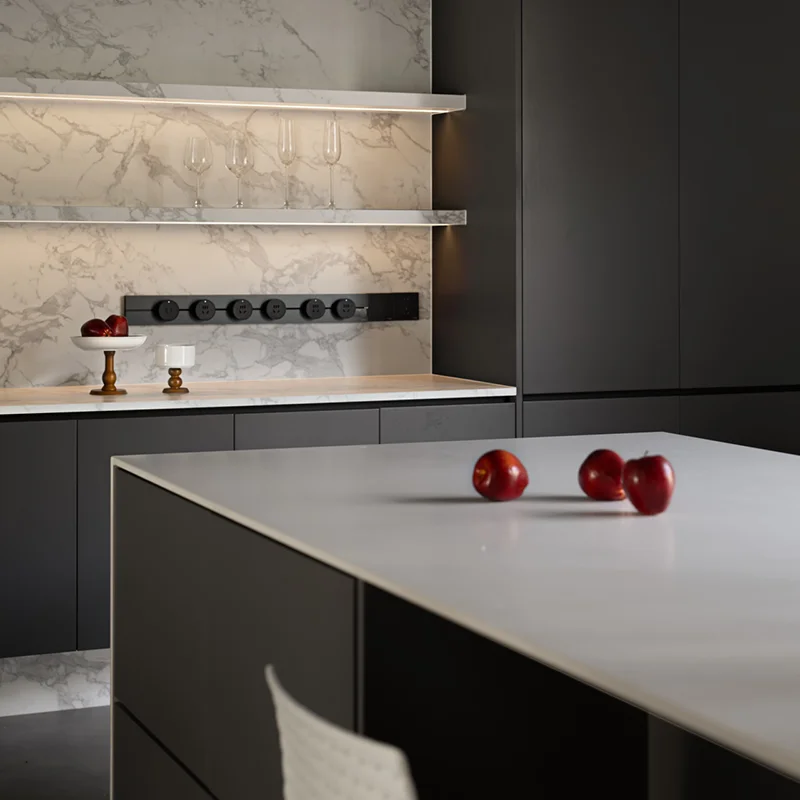 Custom Grey Melamine Board Kitchen Cabinet 3D Design Kitchen Furniture for Apartment & Villa Kitchen Space Optimization - Image 5