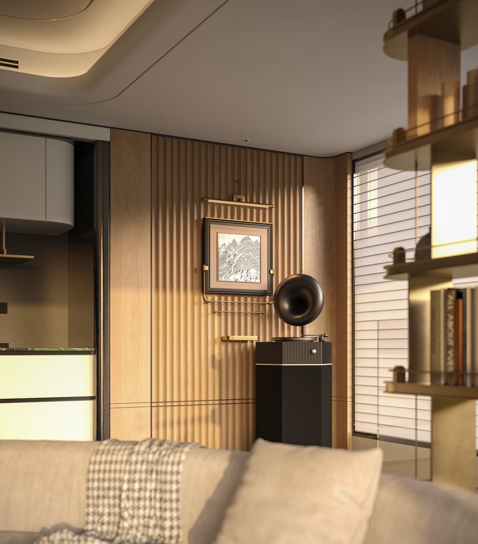 Apartment Villa Design Kitchen Cabinet Design Interior Design of High-Volume Villas Sofa Wine Cabinet Living Room - Image 3