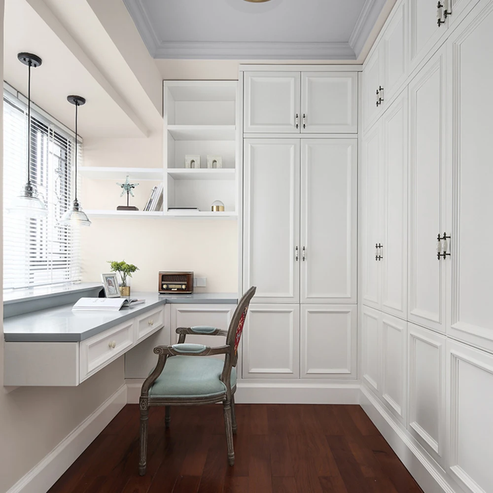 Luxurious White Walk-In Wooden Wardrobe Closet Modern Design Styles for Home Bedroom & Living Room Furniture Solid Wood Door - Image 5