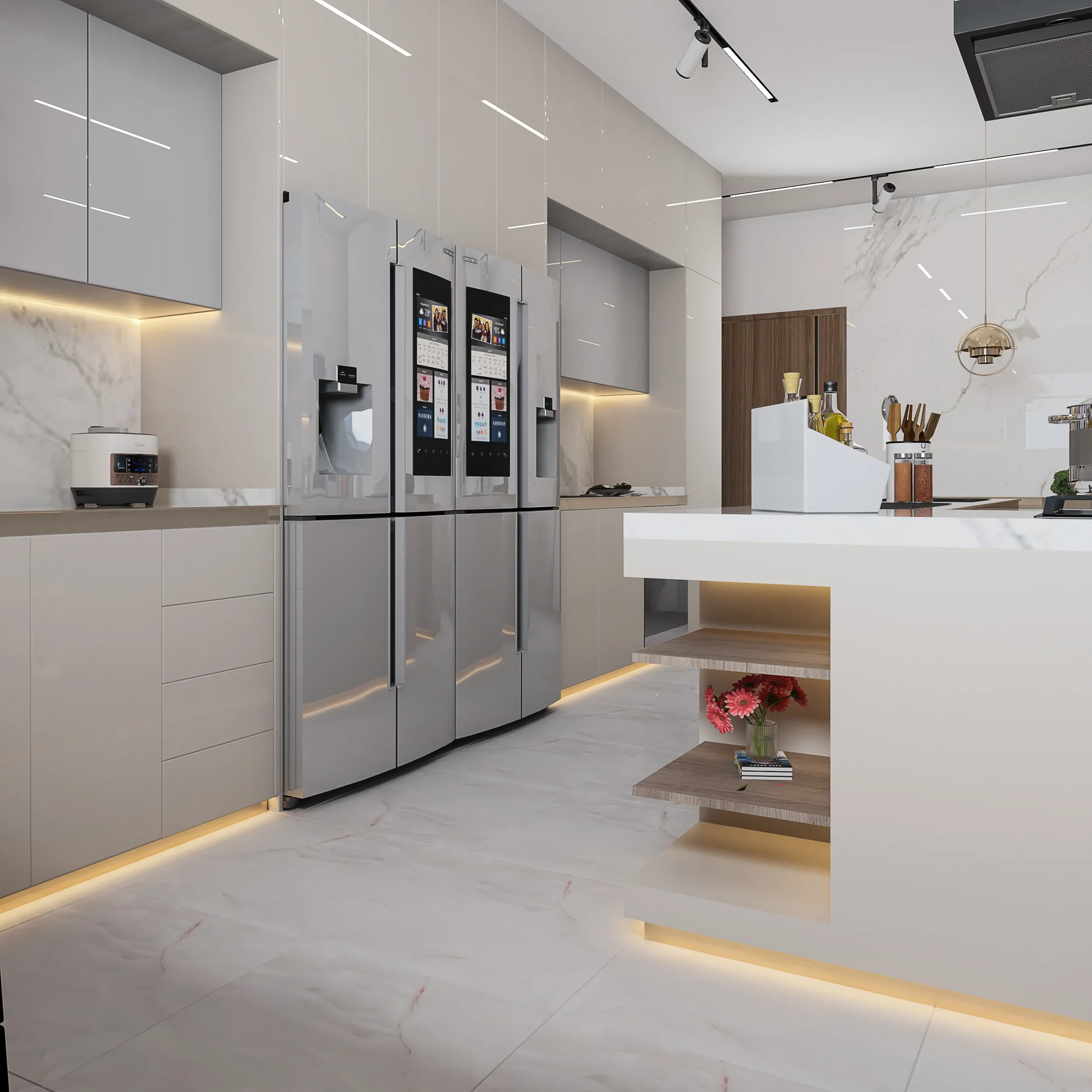 High-End Custom Kitchen Cabinets with Lacquer Laminated Finish Sink Accessories for Luxury Villa Mansion Island Retail Export - Image 2