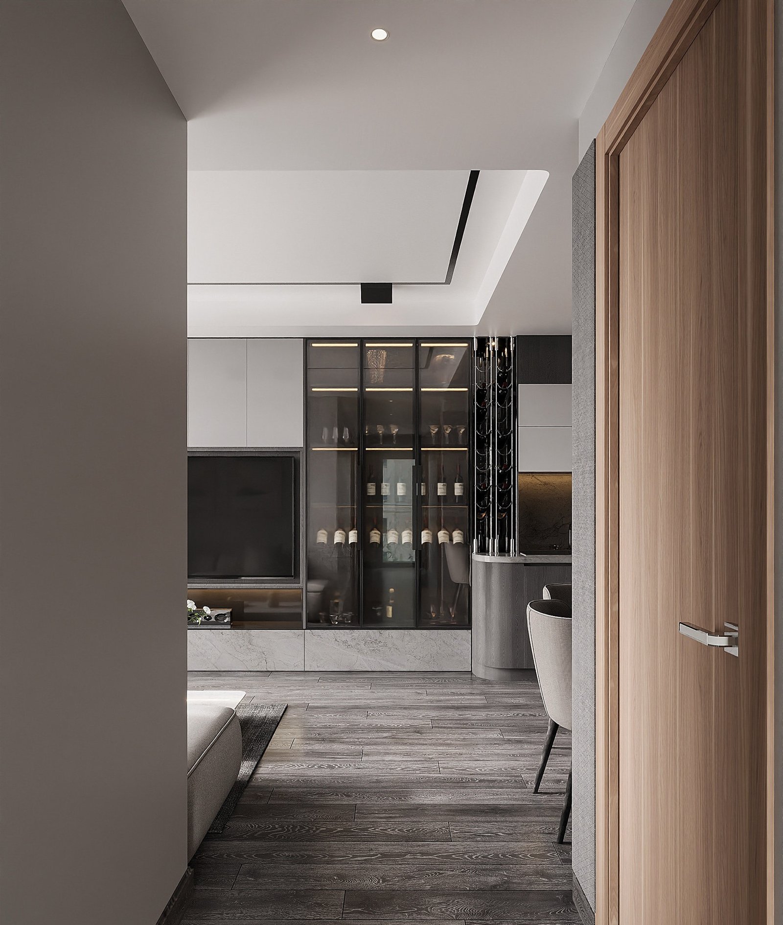 Apartment Villa Design Kitchen Cabinet Design Interior Design of High-Volume Villas Sofa Wine Cabinet Living Room - Image 5