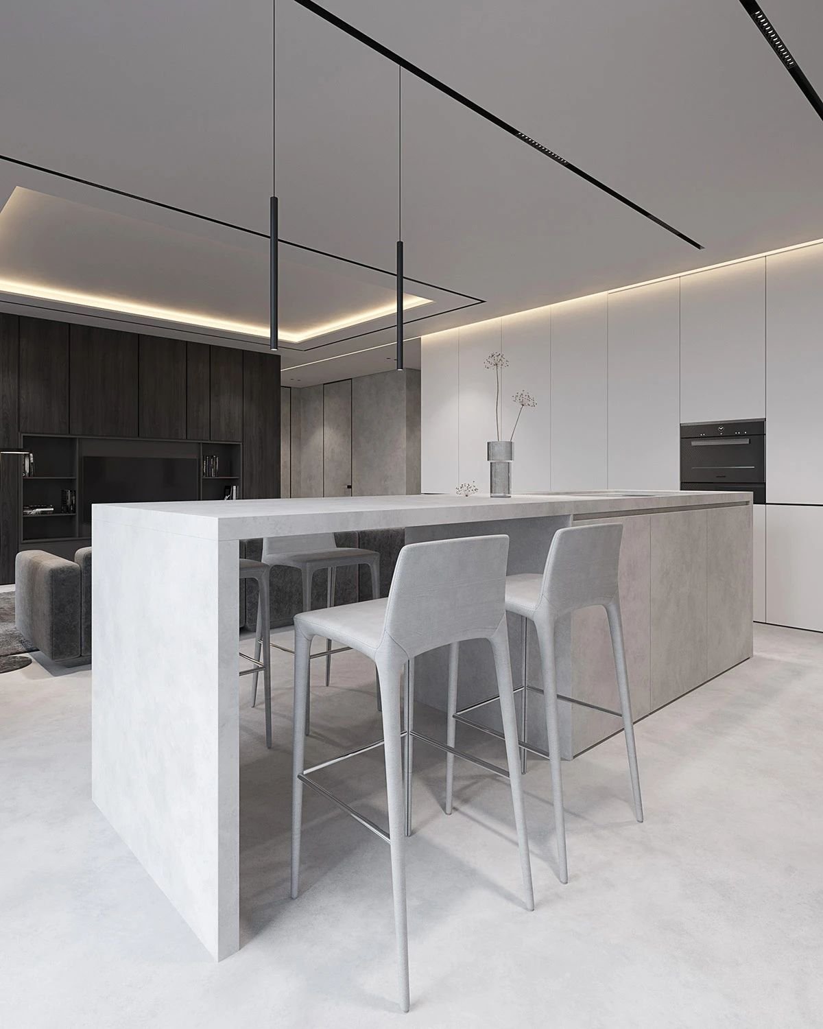 Modern Minimalist Style Design Kitchen Island Villa White Melamine Dark-Color Cabinet Kitchen Cabinet Set Marble Kitchen Island - Image 3