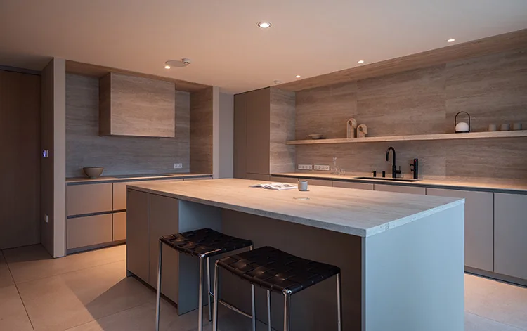 Custom Modern Luxury Kitchen Cabinet Solid Wood MDF PVC Door Finish Wood Grain Sink Islands Cabinet Apartment - Image 11