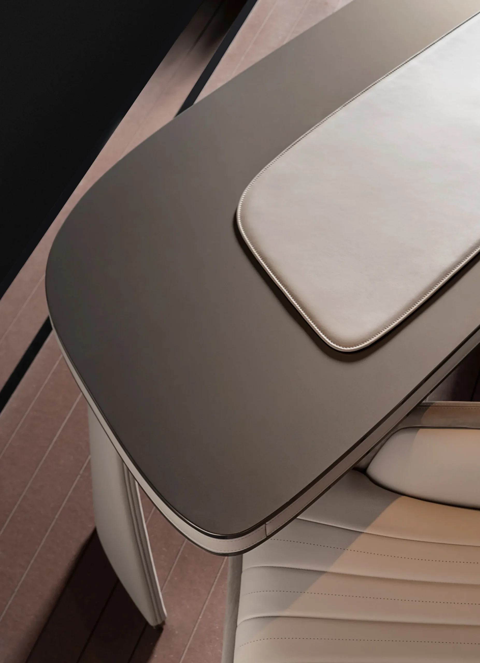 Italian Designers High Quality Desk Writing Table Upholstered in Leather with Drawer Luxury Office Building Writing Desk - Image 10