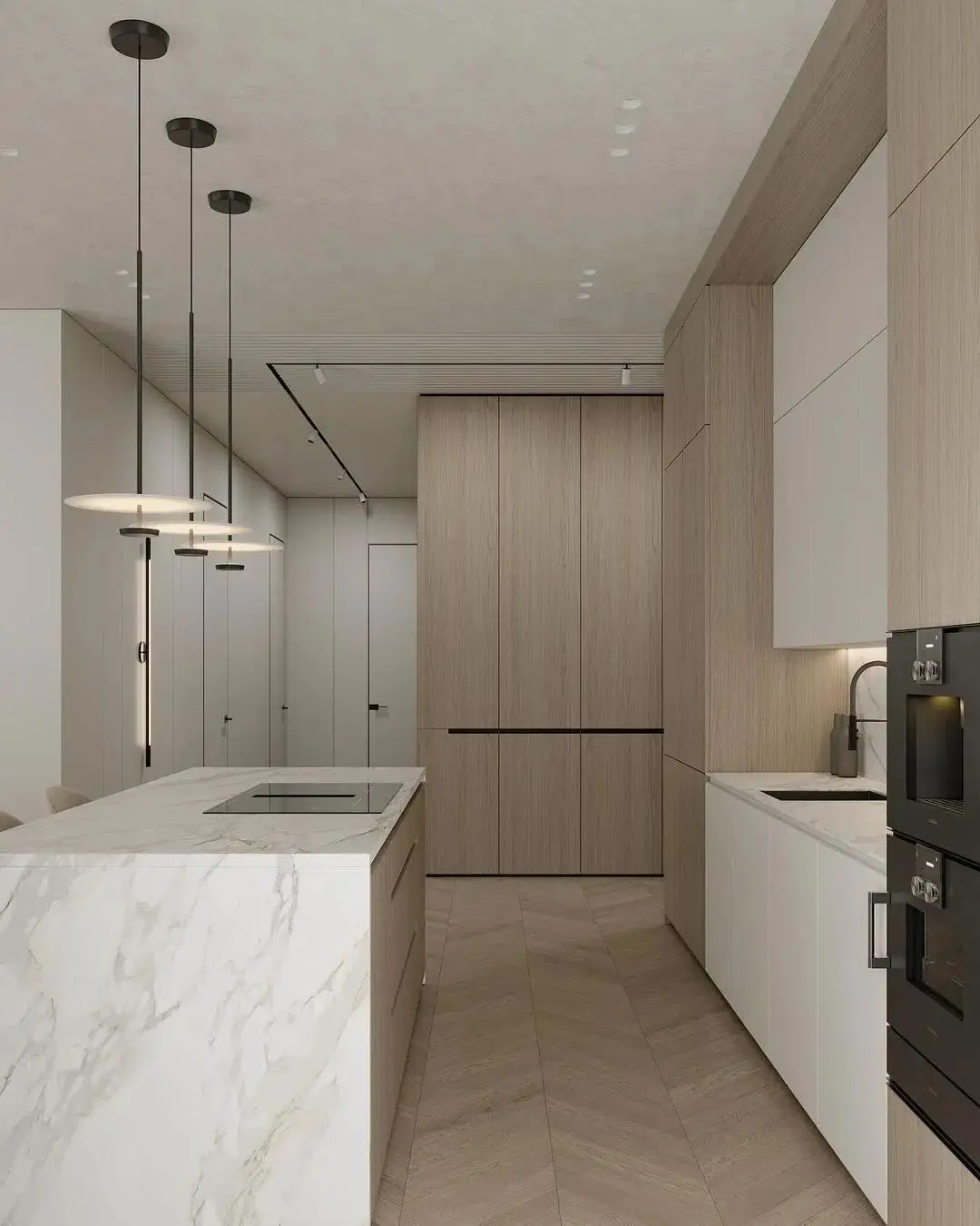 Modern Minimalism Villa Kitchen Cabinet Apartment Modular Cabinets Natural Wood Tone Kitchen Cabinets Original Wood Color - Image 10