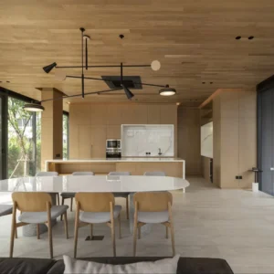 Customized Classic Wood Grain Kitchen Cabinet for Villas and Apartments for 3D Interior Design