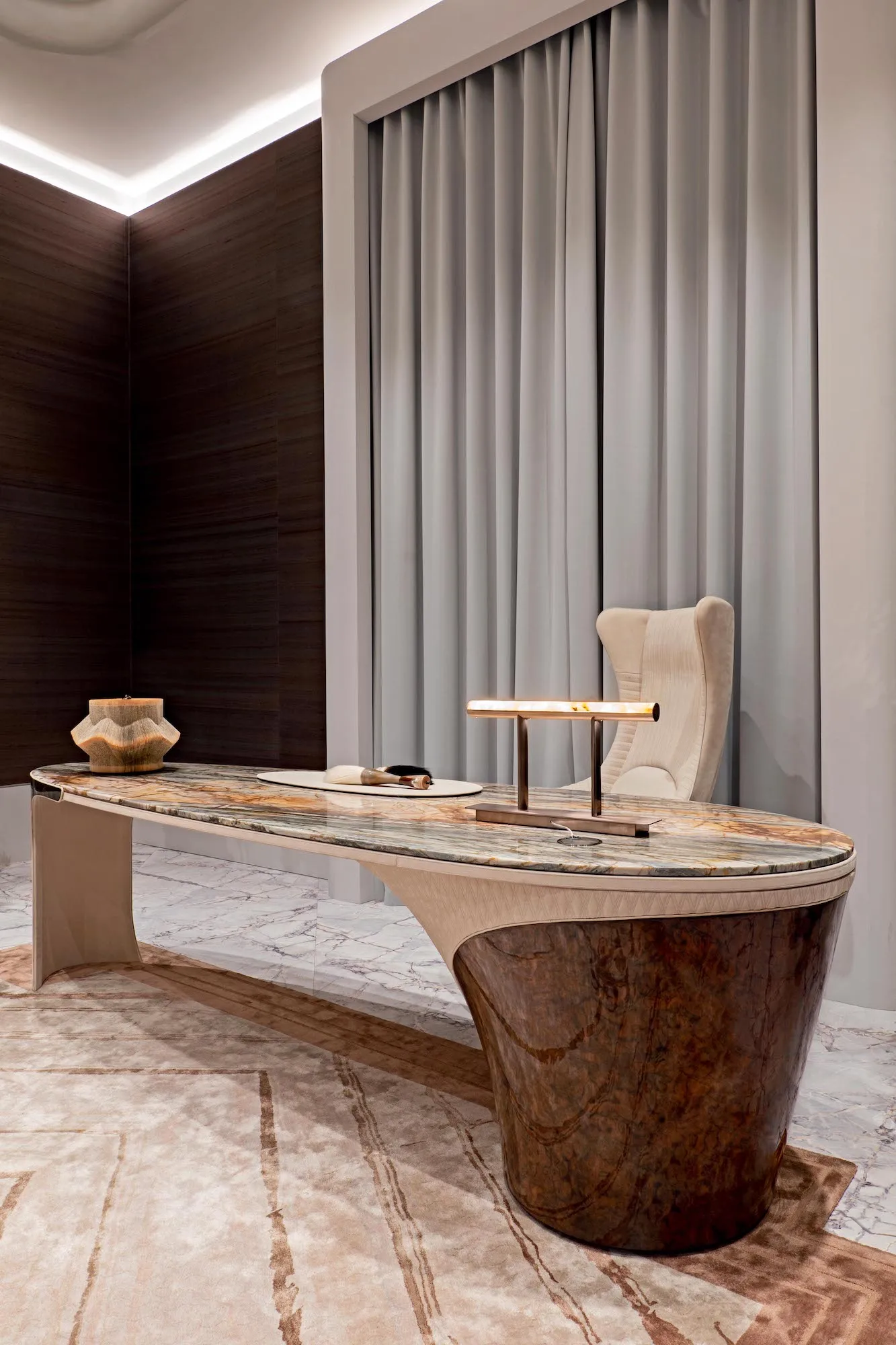 Luxury Office Furniture Home Black White Ceo Office Desk Set Modern Gold Stainless Steel Frame Computer Desks Study Table - Image 4