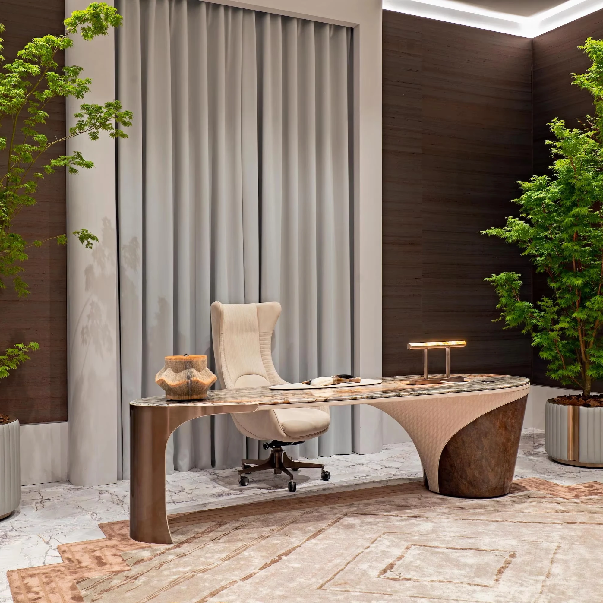 Simple and Modern Office Furniture Set High-end Stainless Steel Work Home Office Desk and Chair - Image 2