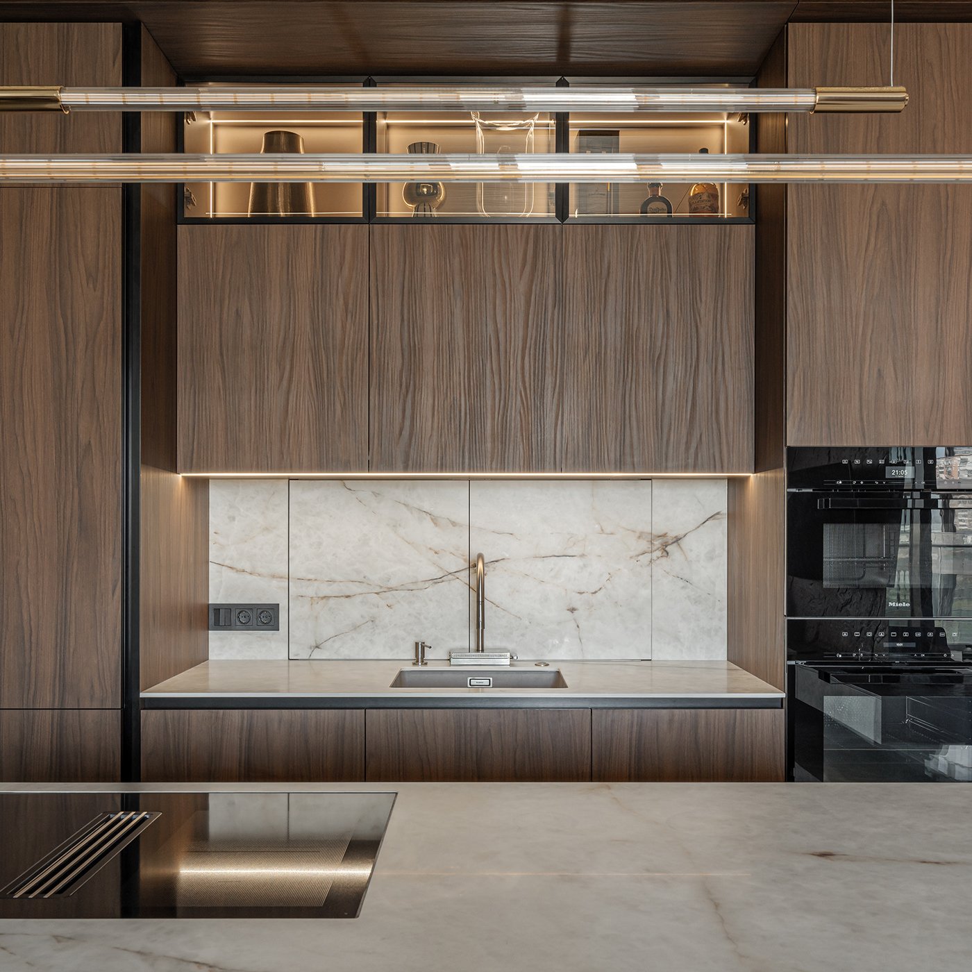 Professional Modern Solid Wood Modular Kitchen Cupboard Island Unit Set One-Stop Designs for Villa Apartment Kitchen Cabinets - Image 5