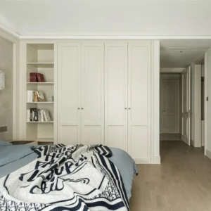 Modern White Particleboard Door Bedroom Wardrobe Melamine Wood Style Space Friendly Portable Closets for Home or Apartment Use
