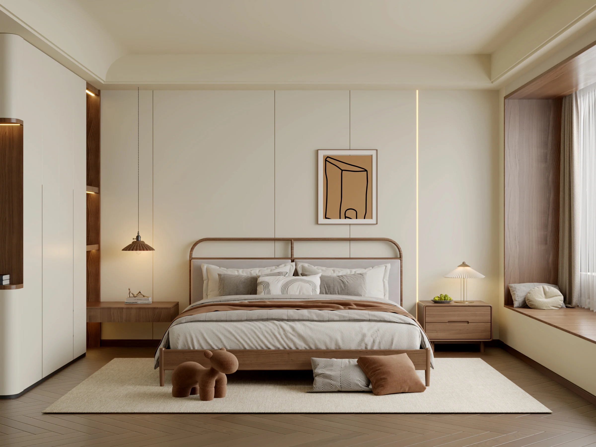 Creative Concept Design Simple Light Color Bedroom Space Bedroom Wardrobe Concept Design for Kids 3D Services - Image 3