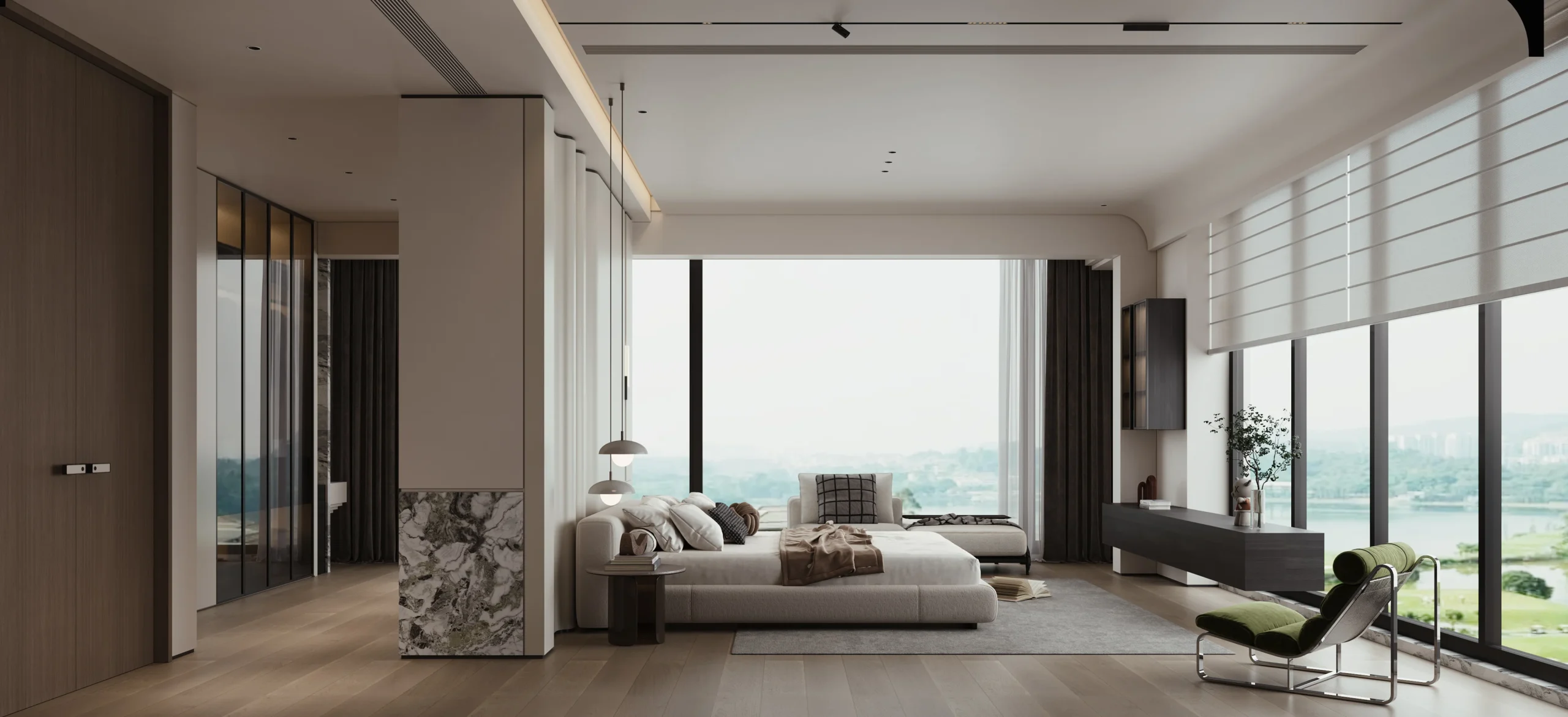 Villa Design Kitchen Cabinet Design Interior Design of High-Volume Villas Sofa Dining Table Chair Hanging Cabinet Living Room - Image 14