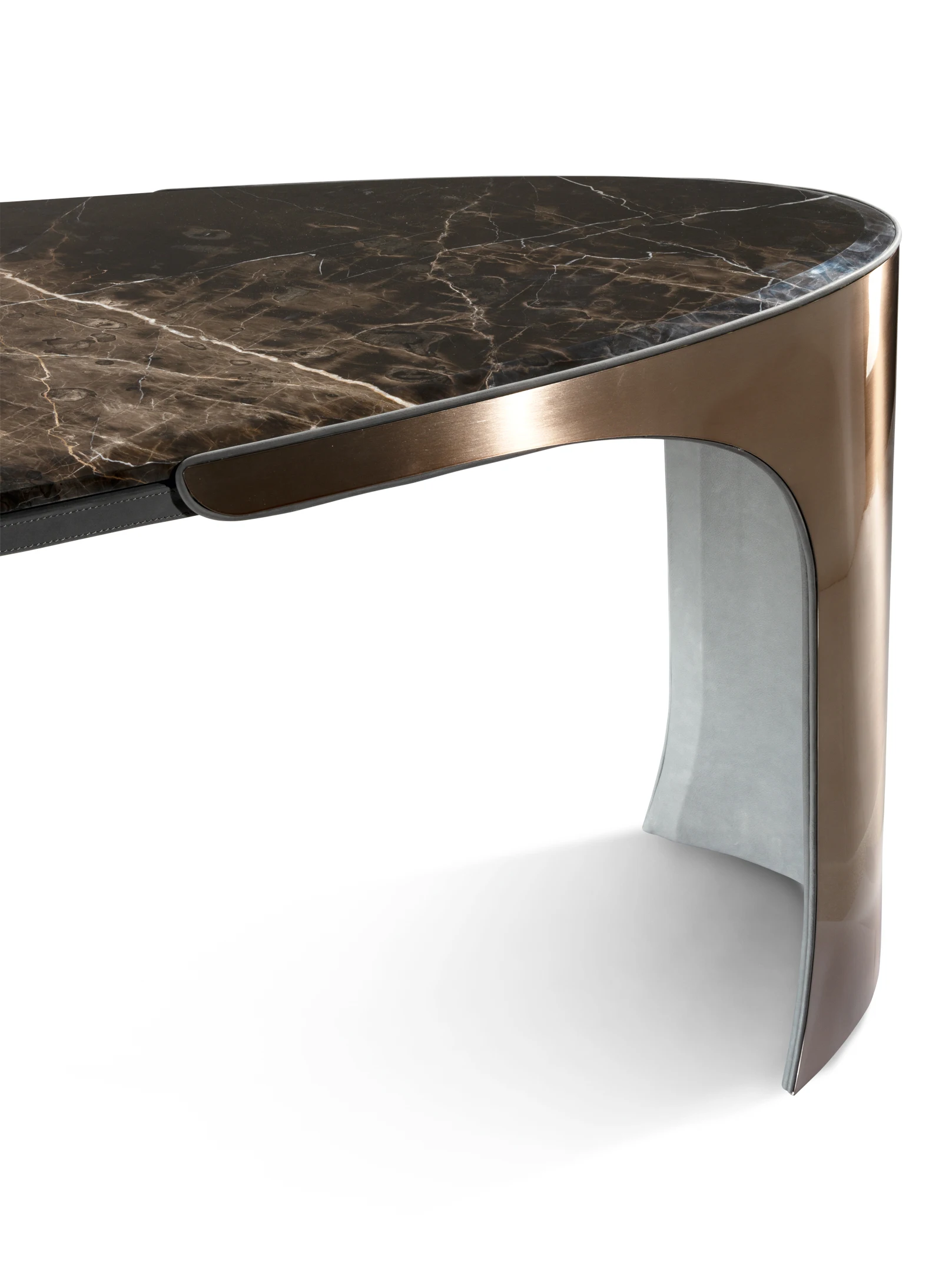 Italian Modern Home Office Furniture Marble Top Computer Table Stainless Steel and Wood Panel for Office Building and Villas - Image 5