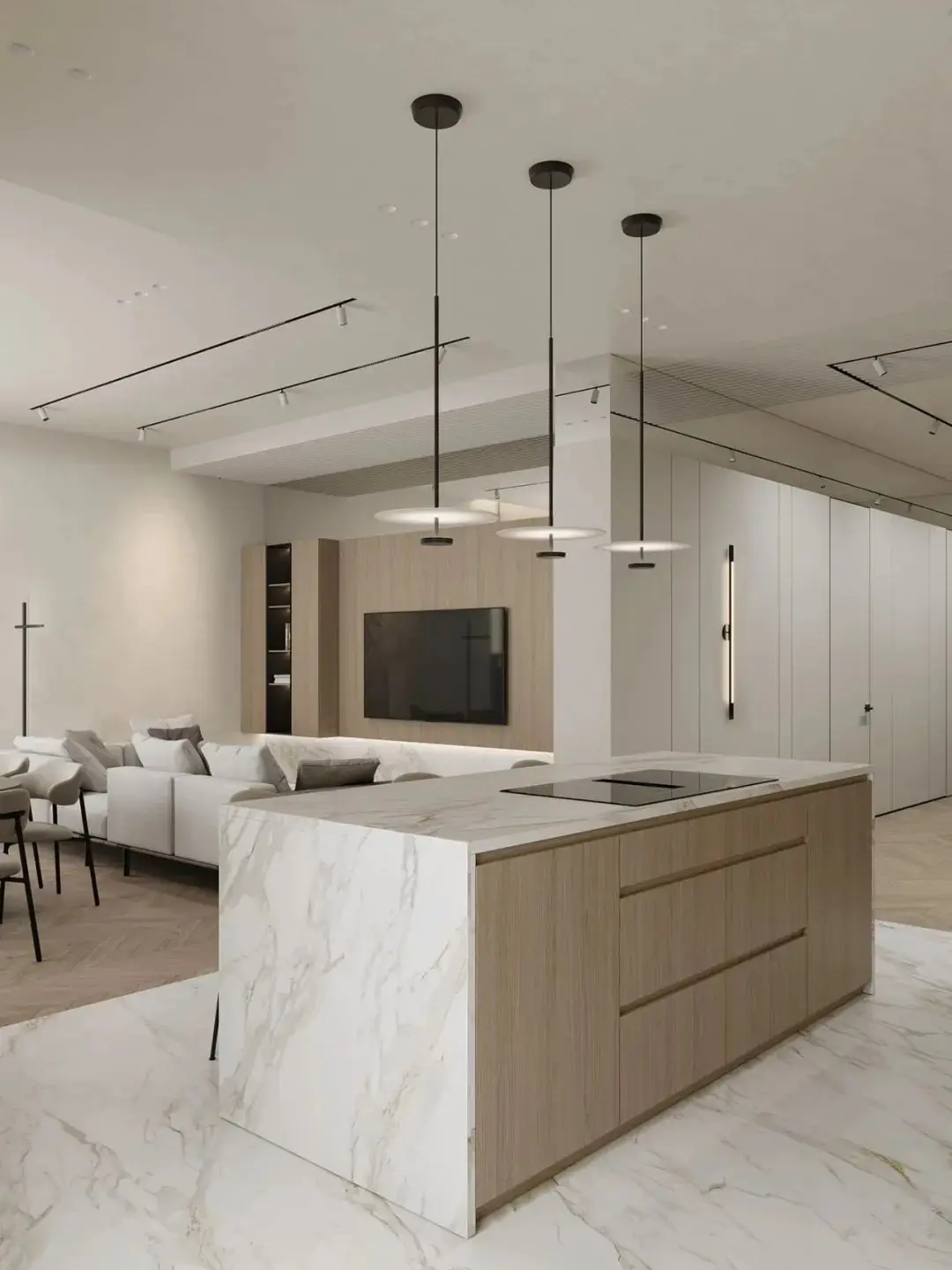 Modern Minimalism Villa Kitchen Cabinet Apartment Modular Cabinets Natural Wood Tone Kitchen Cabinets Original Wood Color - Image 11