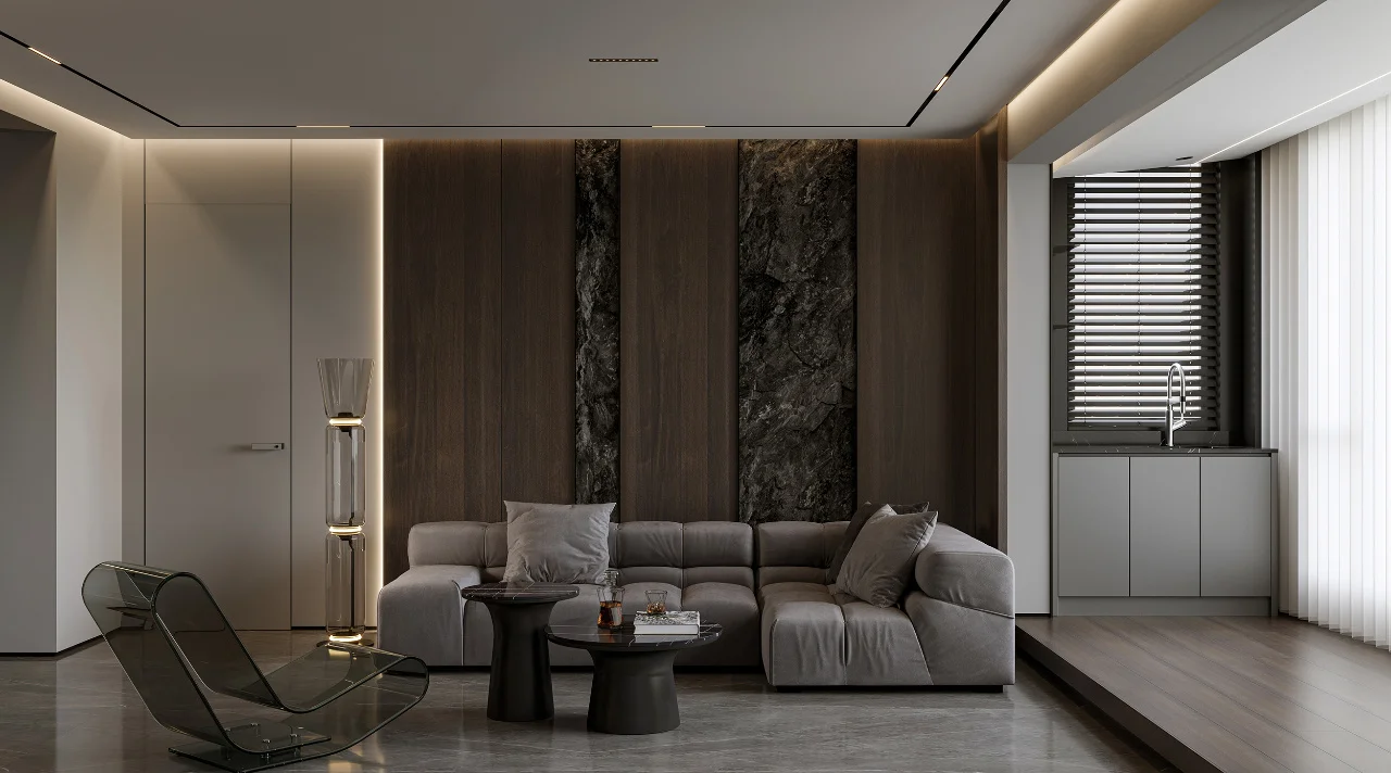 Apartment Villa Design Kitchen Cabinet Design Interior Design of High-Volume Villas Sofa Wine Cabinet Living Room - Image 5