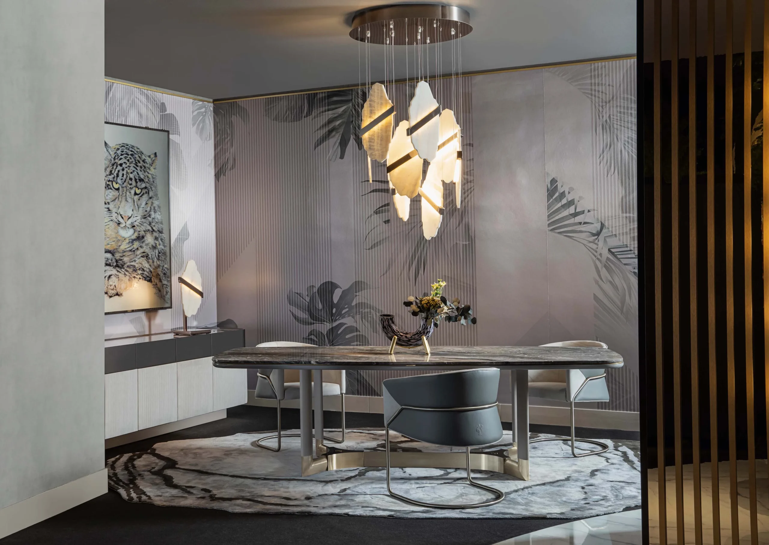 Nordic Modern Luxury 10-Seater Dining Table Set Rectangular Oval Marble Furniture for Home Hotel for 12 People Dining Chairs - Image 8