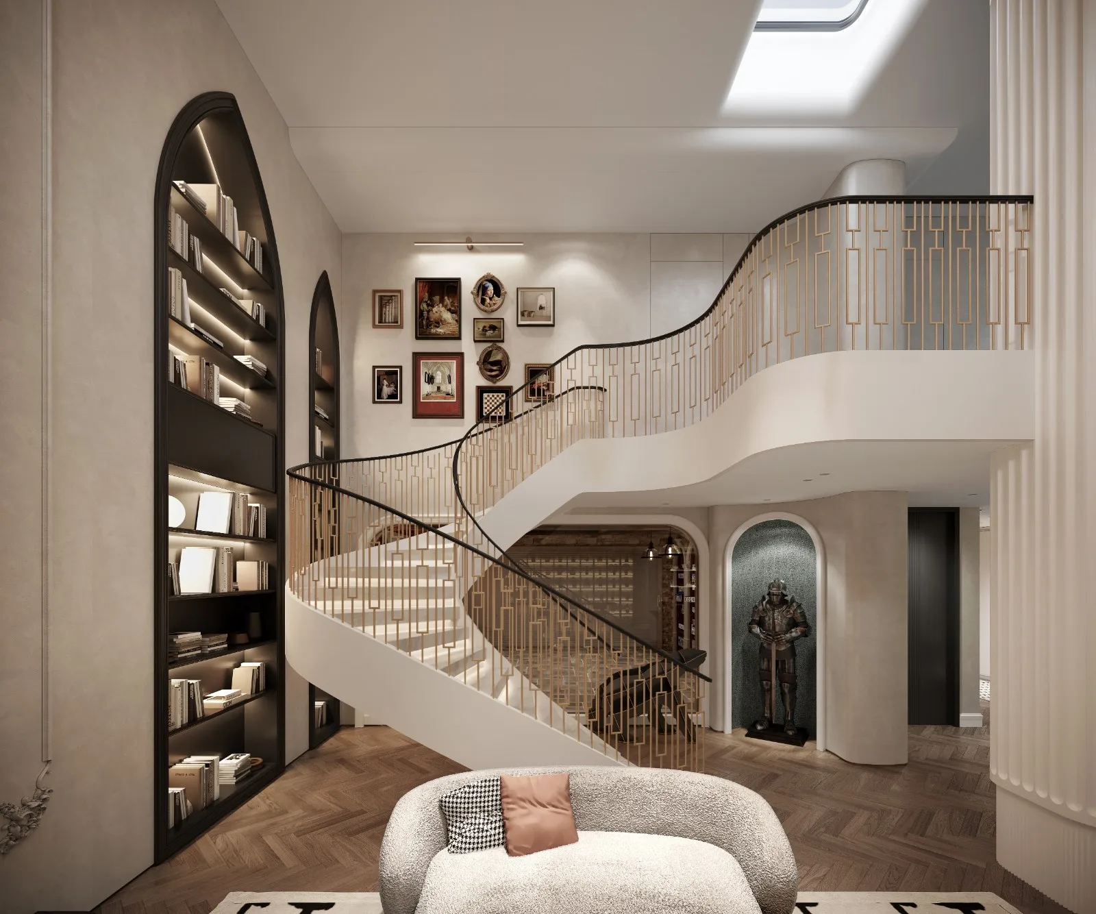 Custom Classic Office Bookcase Study Room Open Bookshelf High-ceiling Bookcase Office Desk Household Desk Villa Office Furniture - Image 2