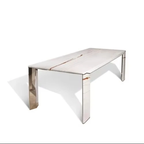 Modern 6-Piece Dining Set with Table Chairs Tablecloth Sintered Stone Travertine Marble Material for Stylish Dinning Room - Image 5