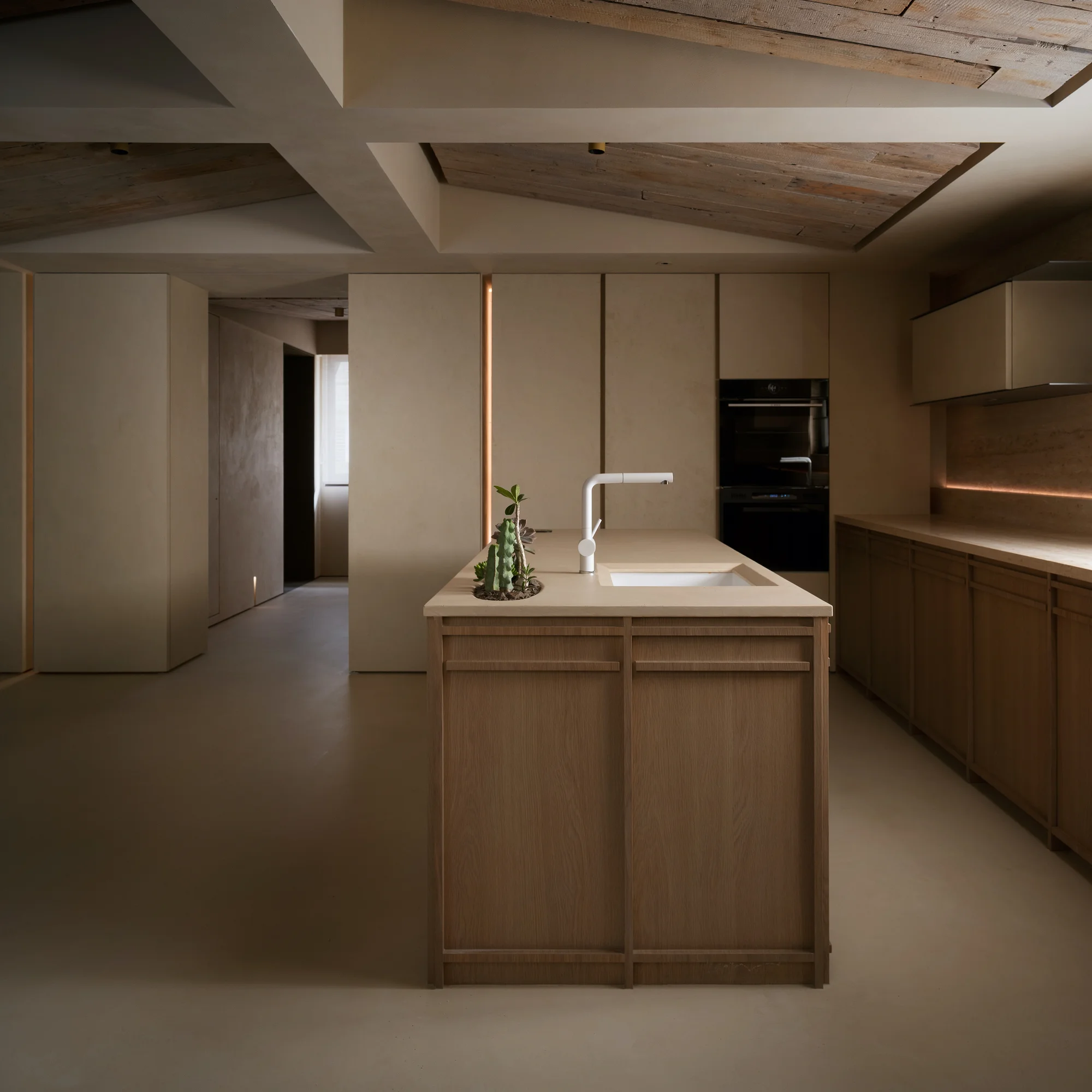 Solid Wood Minimalism Pantry Furniture for Kitchen Home Custom Design Kitchen Cabinet with Island Table - Image 3