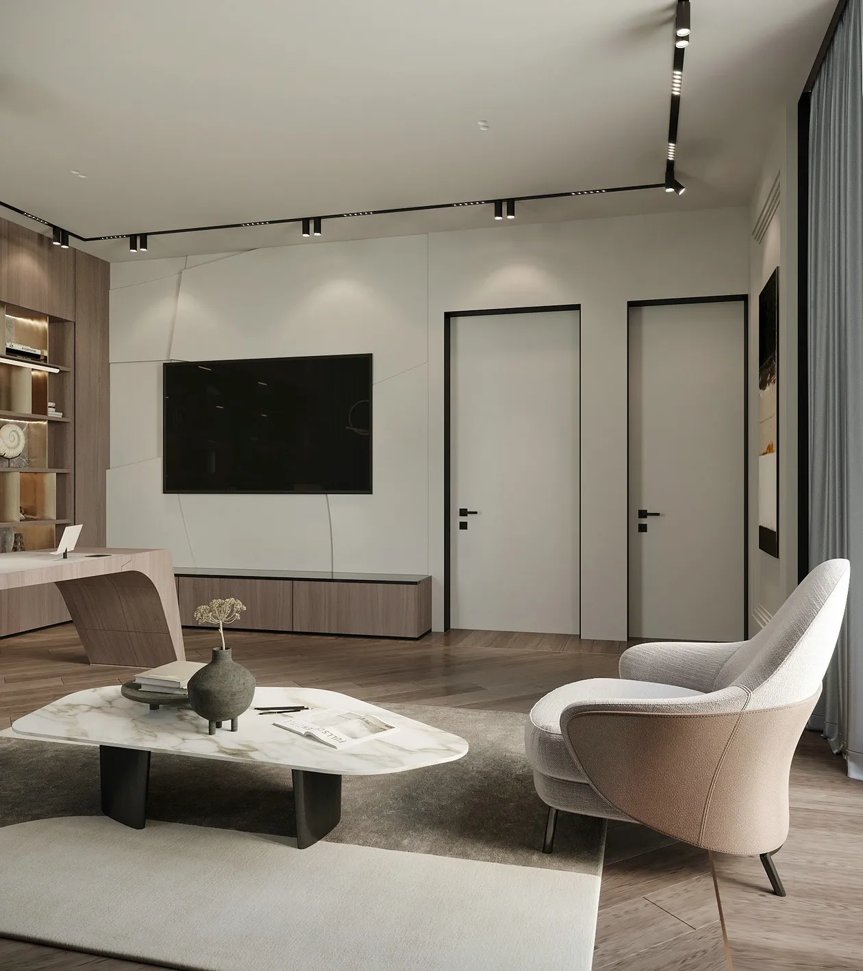 Custom-Made Modern Office Book Cases Study Room Open Bookshelf Open Bookcase Office Desk Household Desk Villa Office Furniture - Image 4