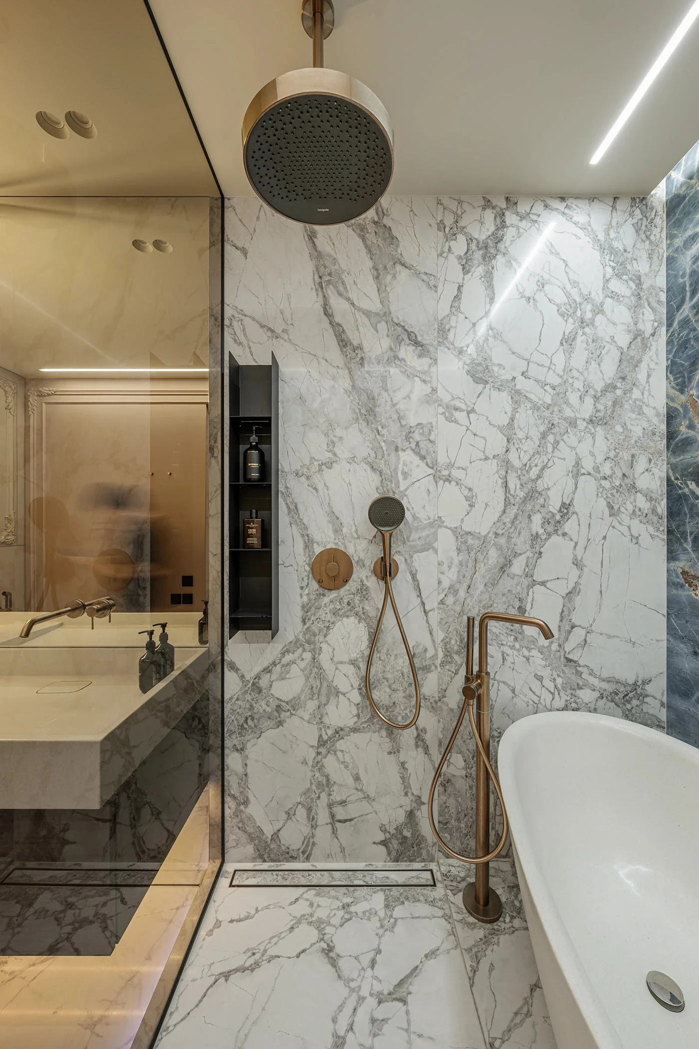 Modern Style Bathroom Cabinet with Bath Mirror MDF Carcase and Ceramic Countertop for Villa Apartment Towhouse - Image 10