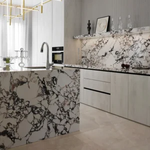 Modern Complete Kitchen Cabinet Set White High Glossy Lacquer Marble Kitchen Island Plywood Carcase Granite Backsplash