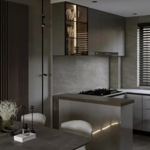 Apartment Villa Design Kitchen Cabinet Design Interior Design of High-Volume Villas Sofa Wine Cabinet  Living Room