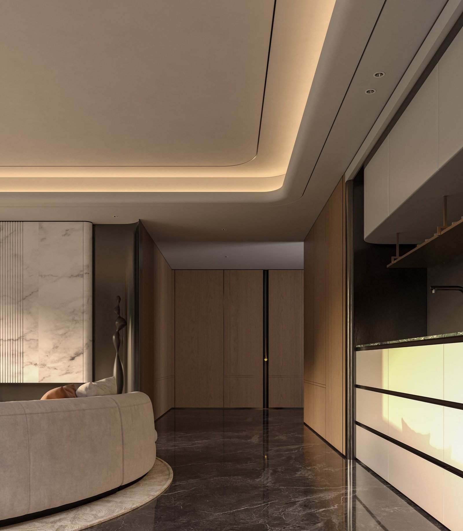 Apartment Villa Design Kitchen Cabinet Design Interior Design of High-Volume Villas Sofa Wine Cabinet Living Room - Image 5