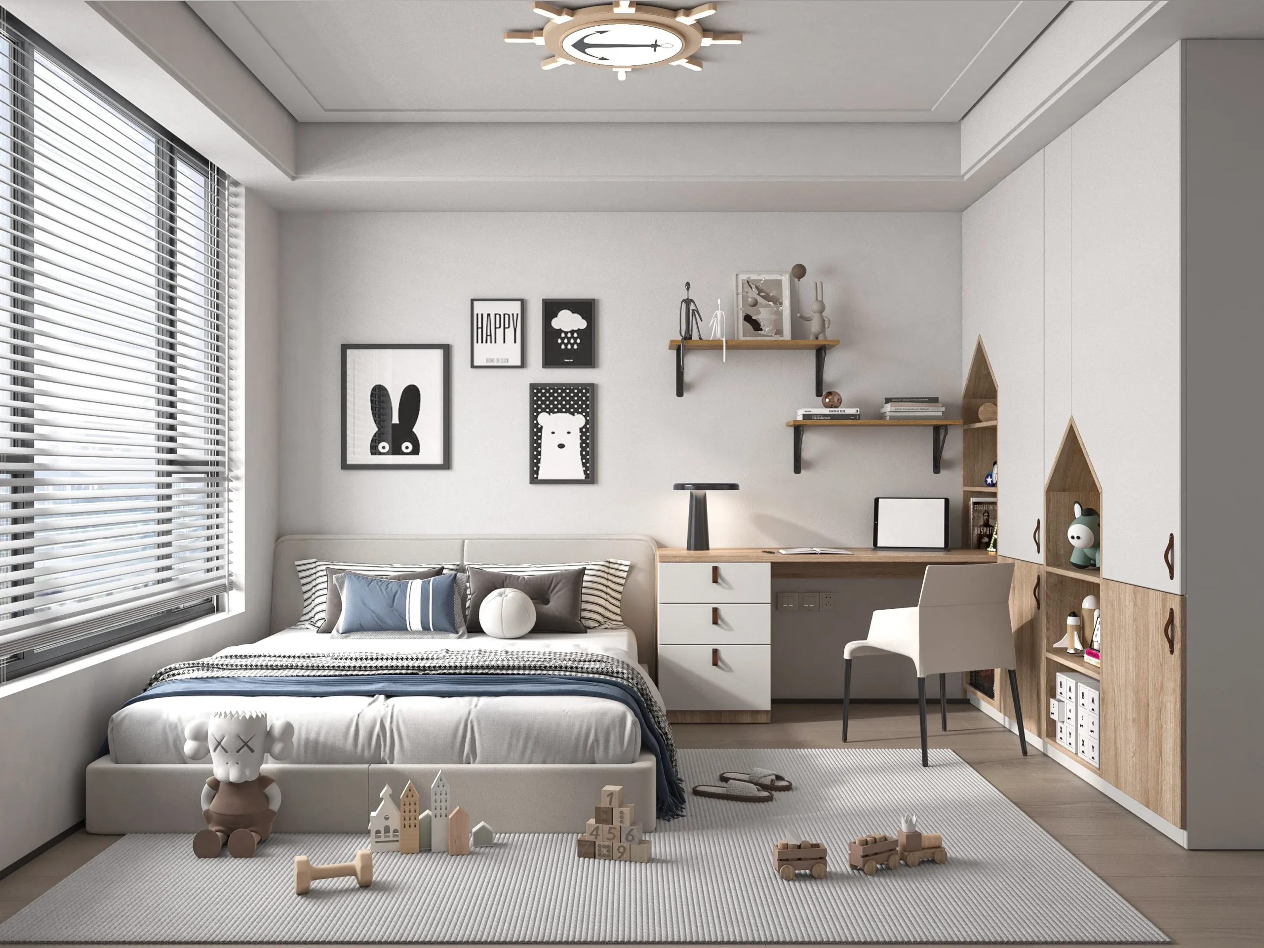 Hot Sale Modern Bedroom Furniture Space Saving White Wooden Storage Closet Cabinet Children Wardrobe Villa Apartment Furniture - Image 4