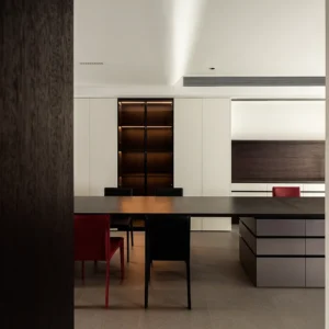 Villa Apartment Custom Kitchen Cabinet Furniture with Melamine Board 3D Whole Interior Design Furniture Set