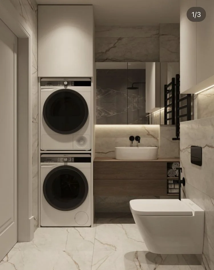 Villa Laundry Room Built-in Washing Machine Apartment Laundry Cabinet with Drawer Custom Storage Cabinet Laundry Room with Sink