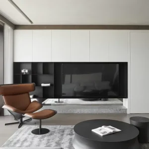 Apartment Customizable Dark Tones TV Stand Living Room Hotel TV Unit Cabinet Dark Color Palette Villa Modern Minimalism Style
