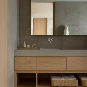 Hotel Vanity Villa High-End Light Luxury Large Wall-Mounted Bathroom Vanity Cabinet with Bath Mirrors Solid Wood Carcase Marble