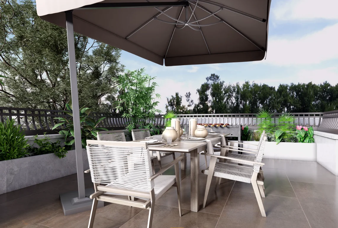 Modern Aluminum Rattan Dining Furniture Set Wood Outdoor Sofa for Courtyard Hotel Park Villa Use Import Fabric Pattern China - Image 4