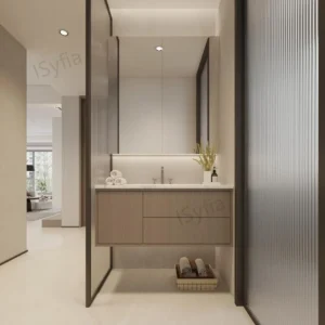 Hotel Vanity Villa High-End Light Luxury Large Wall-Mounted Bathroom Vanity Cabinet with Bath Mirrors Solid Wood Carcase Marble