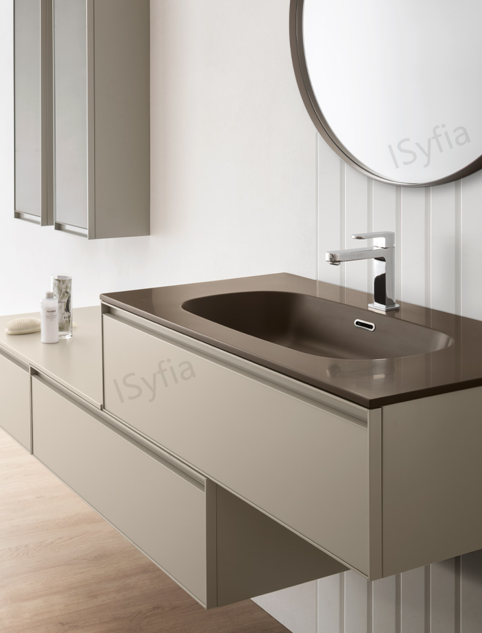 Hotel Vanity Villa High-End Light Luxury Large Wall-Mounted Bathroom Vanity Cabinet with Bath Mirrors Solid Wood Carcase Marble - Image 2