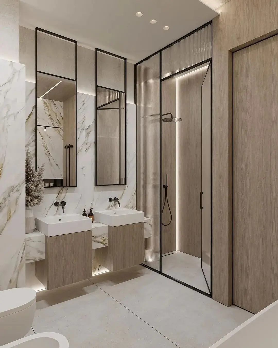 Hotel Vanity Villa Modern Minimalism Style Wall-Mounted Bathroom Vanity Cabinet with Bath Mirrors Villa Solid Wood Double Vanity - Image 10