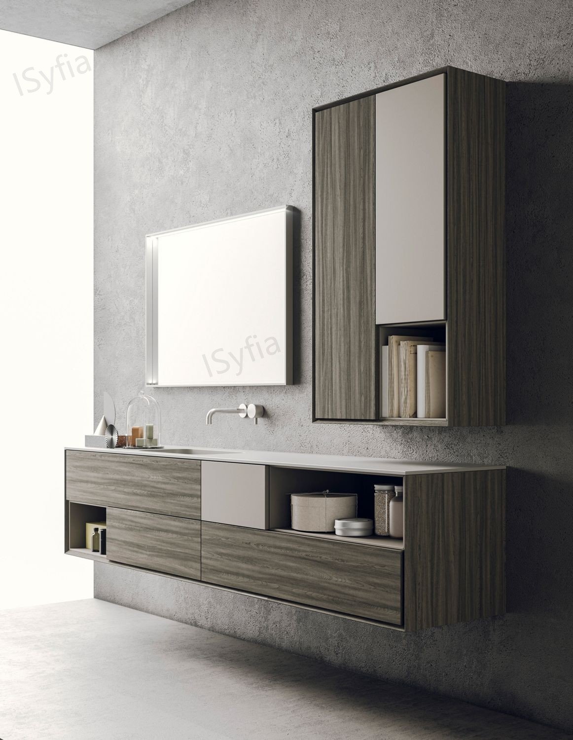 Hotel Vanity Villa High-End Light Luxury Large Wall-Mounted Bathroom Vanity Cabinet with Bath Mirrors Solid Wood Carcase Marble - Image 3
