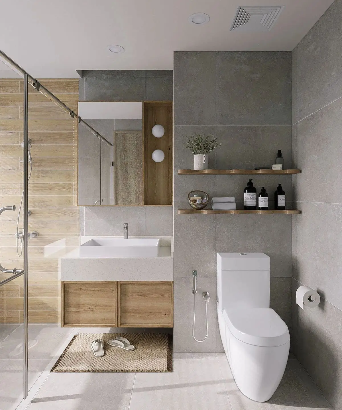 Hotel Vanity Villa Japanese Style Wall-Mounted Bathroom Vanity Cabinet with Bath Mirrors Solid Wood Carcase Marble - Image 2