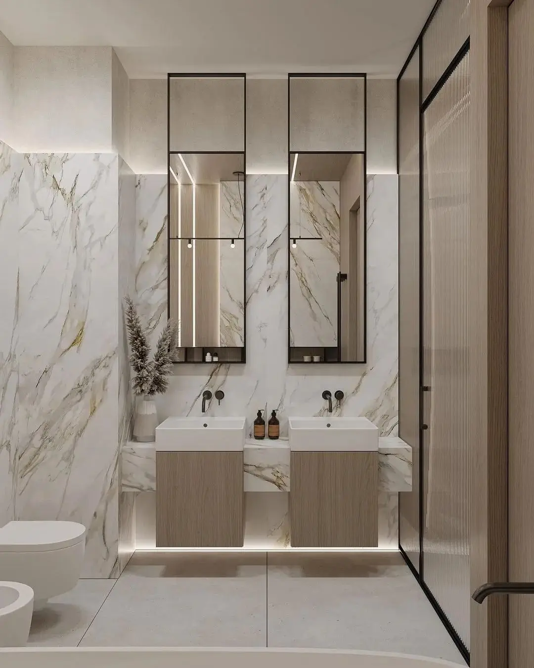 Hotel Vanity Villa Modern Minimalism Style Wall-Mounted Bathroom Vanity Cabinet with Bath Mirrors Villa Solid Wood Double Vanity - Image 4