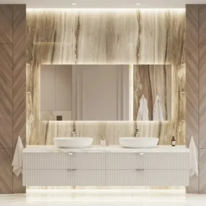 Hotel Vanity Villa High-End Light Luxury Large Wall-Mounted Bathroom Vanity Cabinet with Bath Mirrors Solid Wood Carcase Marble