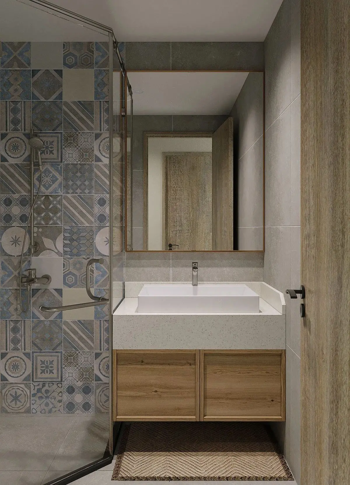 Hotel Vanity Villa Japanese Style Wall-Mounted Bathroom Vanity Cabinet with Bath Mirrors Solid Wood Carcase Marble - Image 7