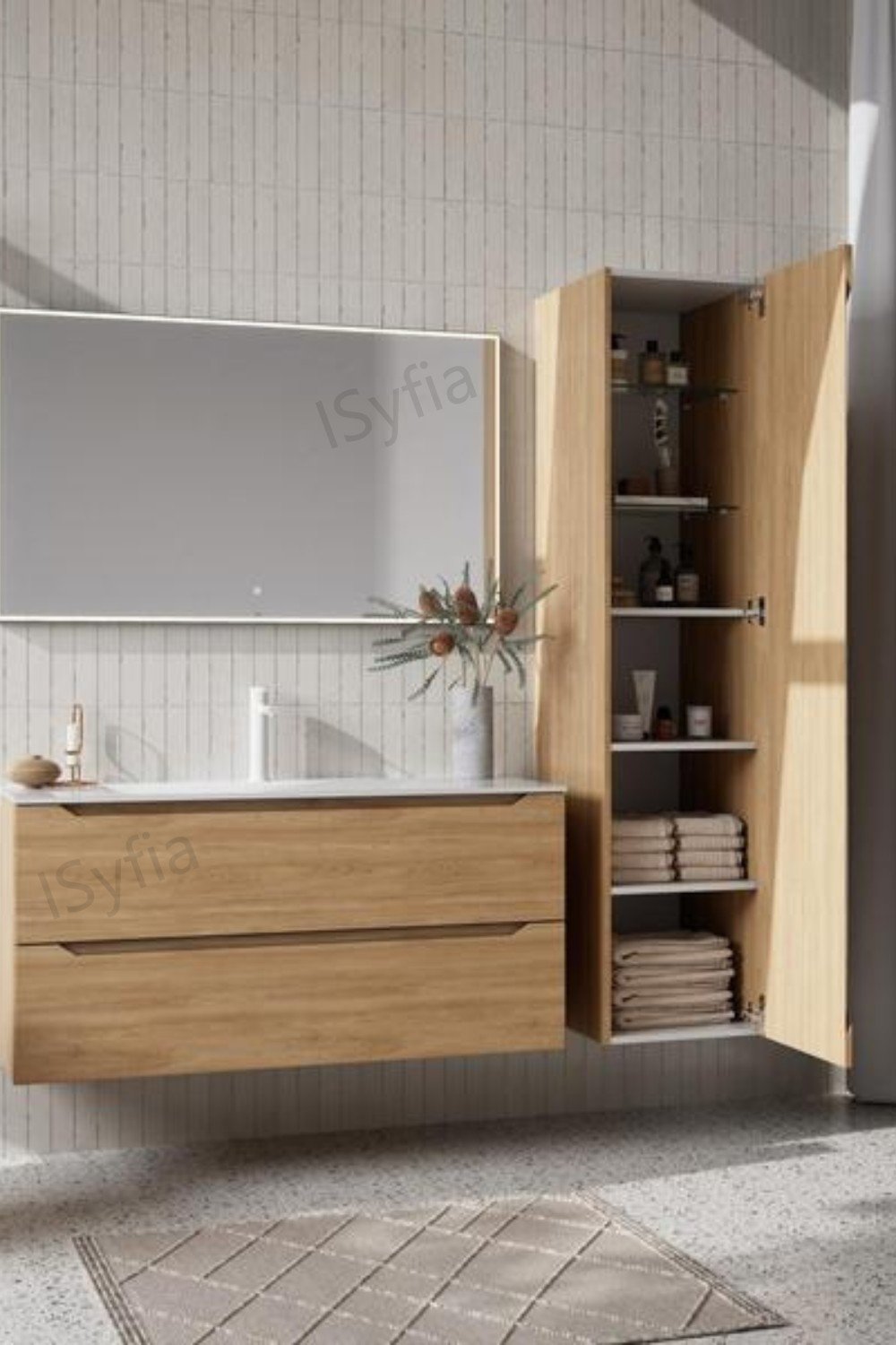 Hotel Vanity Villa High-End Light Luxury Large Wall-Mounted Bathroom Vanity Cabinet with Bath Mirrors Solid Wood Carcase Marble - Image 12